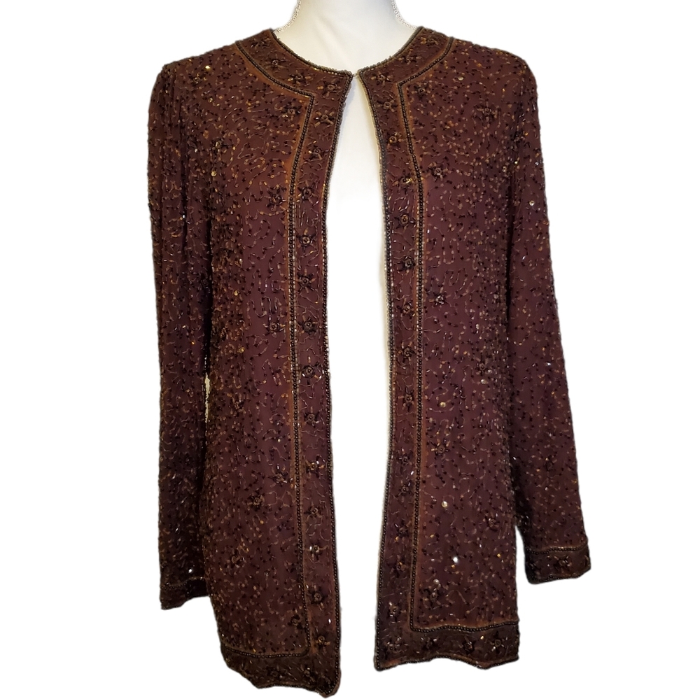 Vintage Stenay Beaded Silk Cardigan Jacket